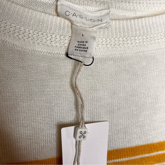 NEW Caslon colorblock yellow striped knit sweater L - Picture 4 of 4